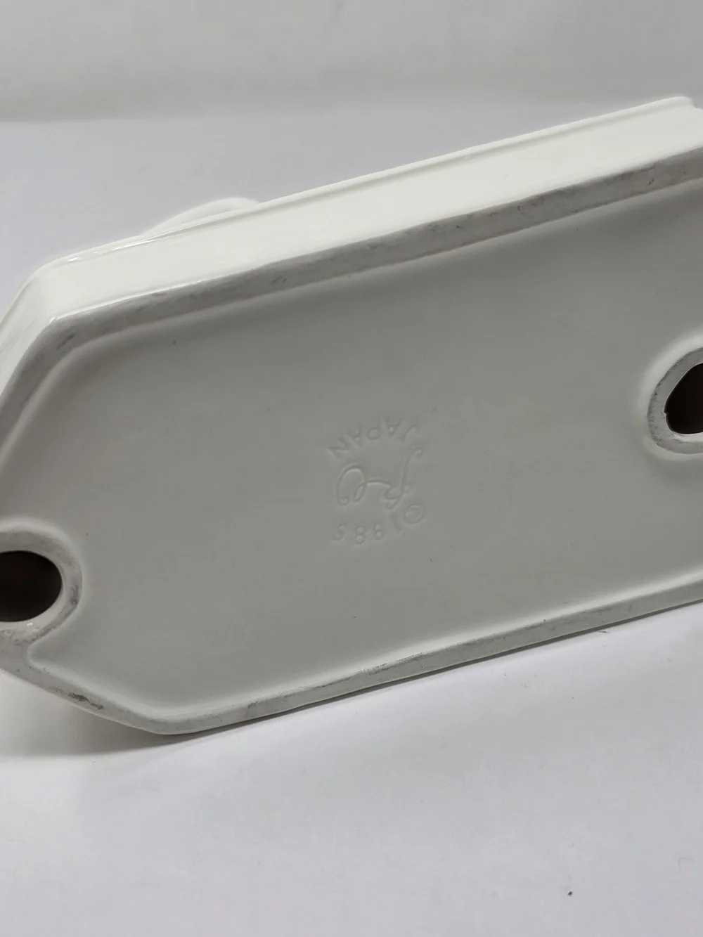 Vintage White Ceramic long horn sheep large soap dish / trinket tray 7